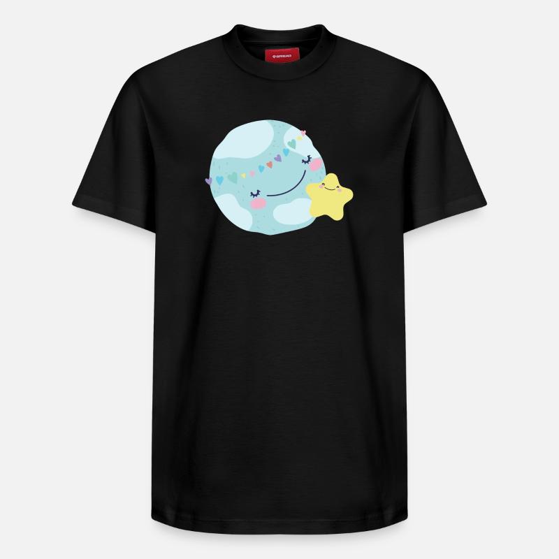 Pastel Planète Coeurs - T-shirt unisexe décontracté en coton Supima – de SPREAD - noir