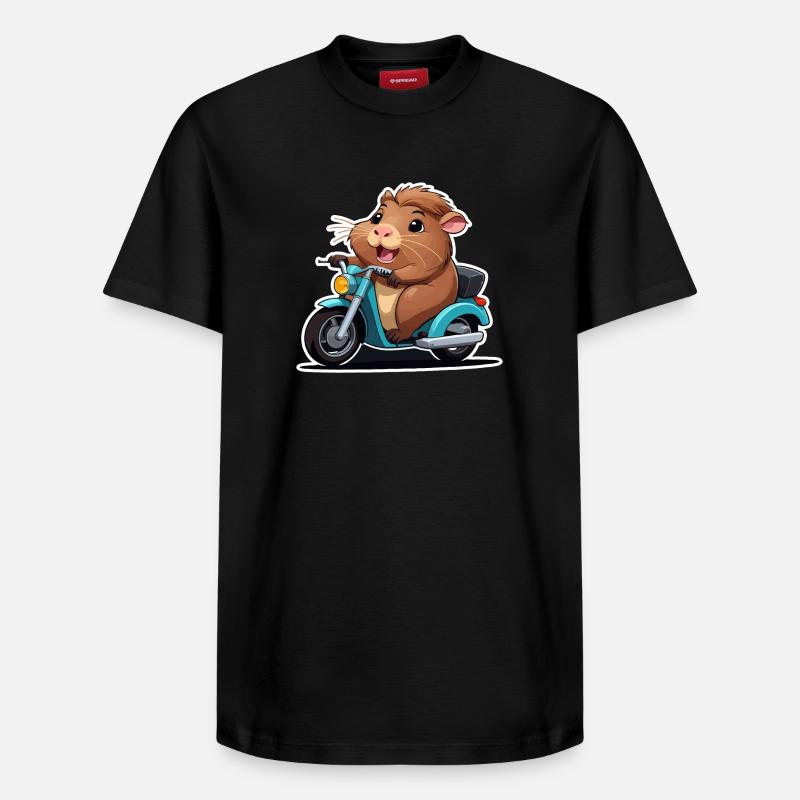 Cochon d’Inde sur cyclomoteur - T-shirt unisexe décontracté en coton Supima – de SPREAD - noir