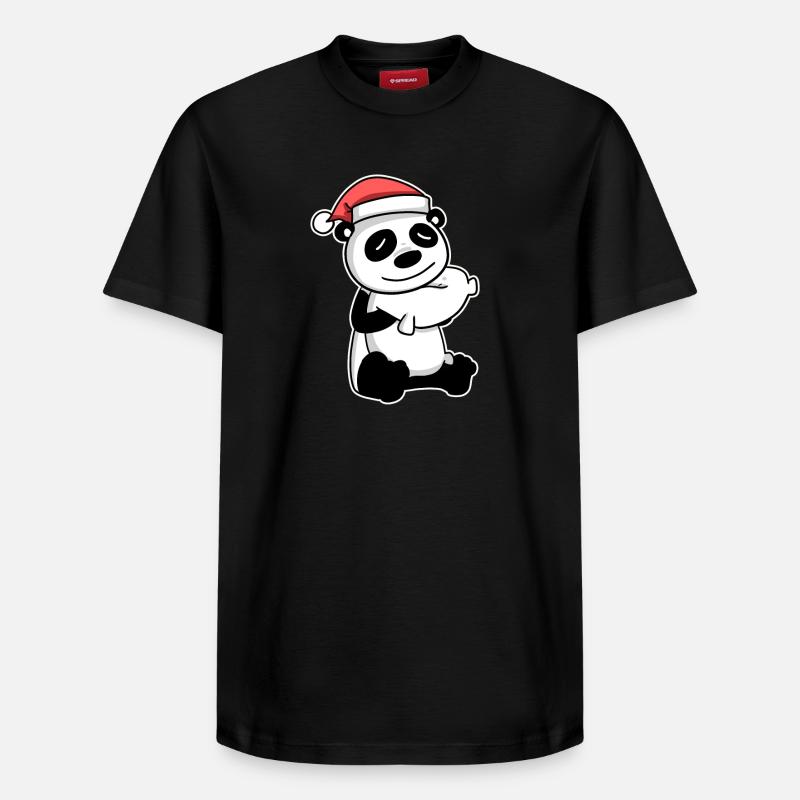 Panda Mignon Fatigué Noël - T-shirt unisexe décontracté en coton Supima – de SPREAD - noir