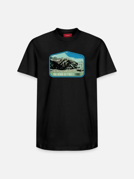 Pyrenees Landscape Escutcheon: Authentic Nature - Relaxed Unisex Supima Cotton T-Shirt – by SPREAD - black