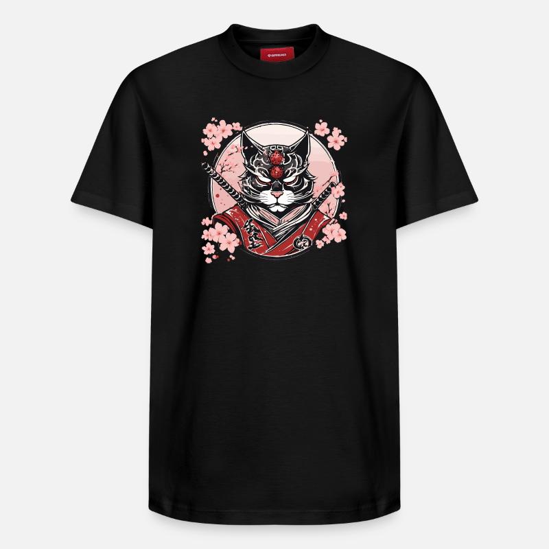Dämonischer Kawaii Neko Samurai : Katzen-Samurai - Relaxed Unisex Supima Cotton T-Shirt – von SPREAD - Schwarz