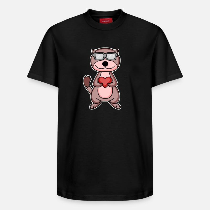Belette avec coeur et lunettes - T-shirt unisexe décontracté en coton Supima – de SPREAD - noir