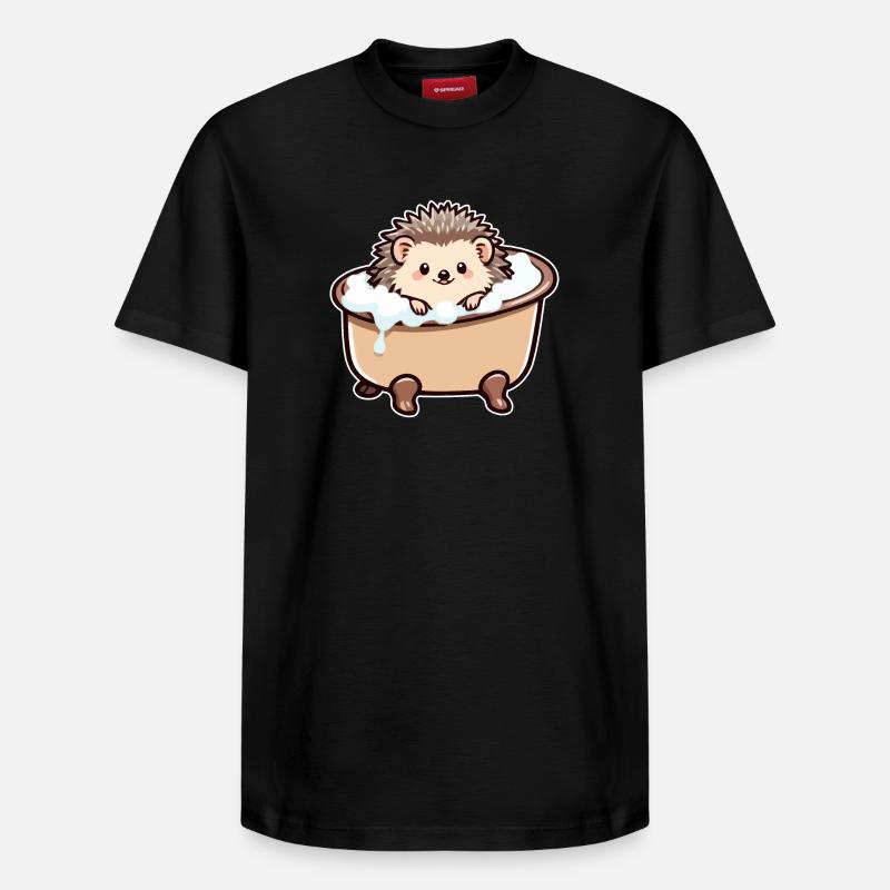 Hérisson mignon dans la baignoire - T-shirt unisexe décontracté en coton Supima – de SPREAD - noir