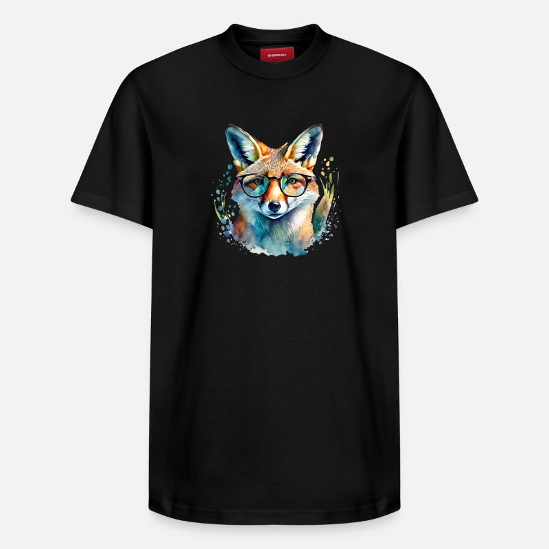 Renard à lunettes - T-shirt unisexe décontracté en coton Supima – de SPREAD - noir