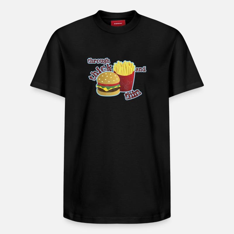Burger avec frites - T-shirt unisexe décontracté en coton Supima – de SPREAD - noir