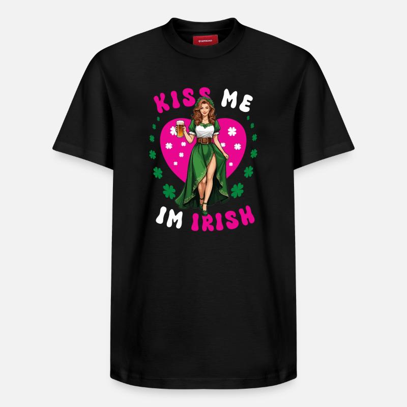 Küss mich, ich bin Irin - Relaxed Unisex Supima Cotton T-Shirt – von SPREAD - Schwarz