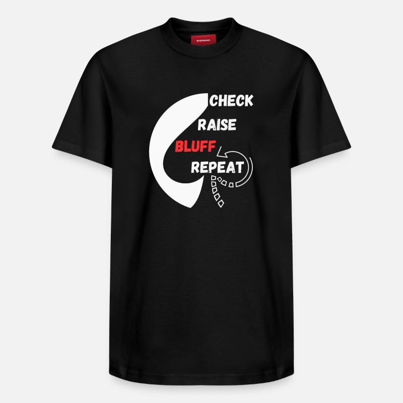 Poker repeat style "chec, raise, bluff, repeat" - T-shirt unisexe décontracté en coton Supima – de SPREAD - noir