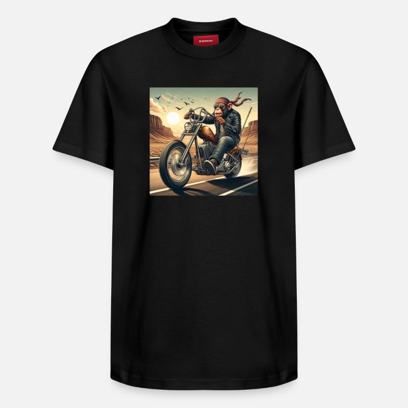 Cooler Affe auf einem Chopper - Relaxed Unisex Supima Cotton T-Shirt – von SPREAD - Schwarz