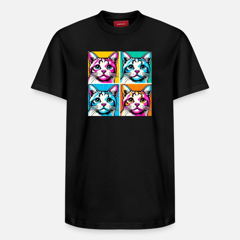 Chat Pop Art - T-shirt unisexe décontracté en coton Supima – de SPREAD - noir