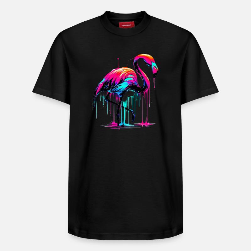 Flamant rose - T-shirt unisexe décontracté en coton Supima – de SPREAD - noir