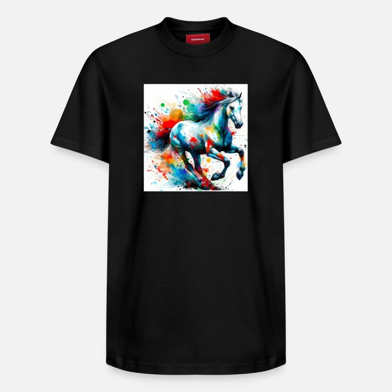 Cheval - T-shirt unisexe décontracté en coton Supima – de SPREAD - noir