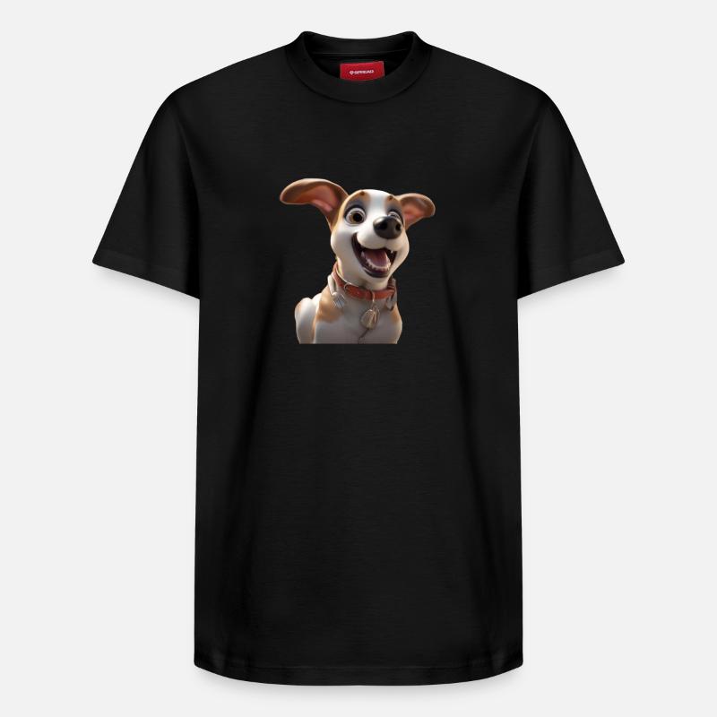 Chien heureux - T-shirt unisexe décontracté en coton Supima – de SPREAD - noir