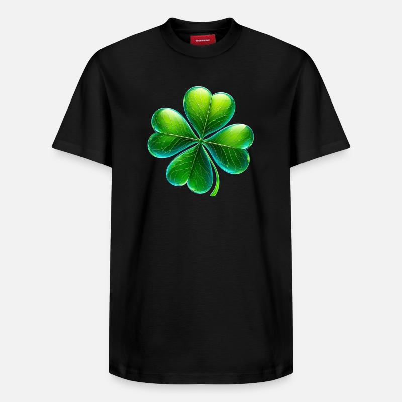Trèfle à quatre feuilles - T-shirt unisexe décontracté en coton Supima – de SPREAD - noir