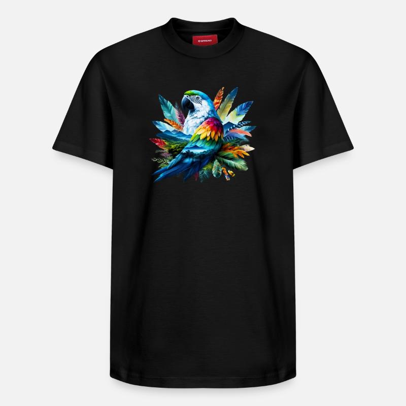 Perroquet - T-shirt unisexe décontracté en coton Supima – de SPREAD - noir