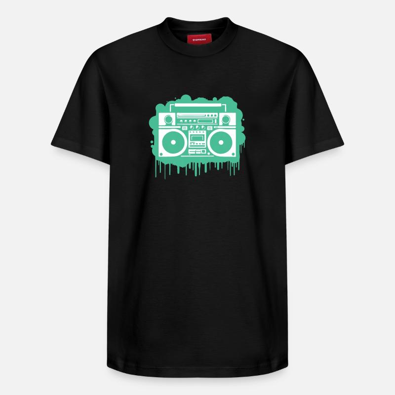 Cyan Ghettoblaster - Relaxed Unisex Supima Cotton T-Shirt – von SPREAD - Schwarz