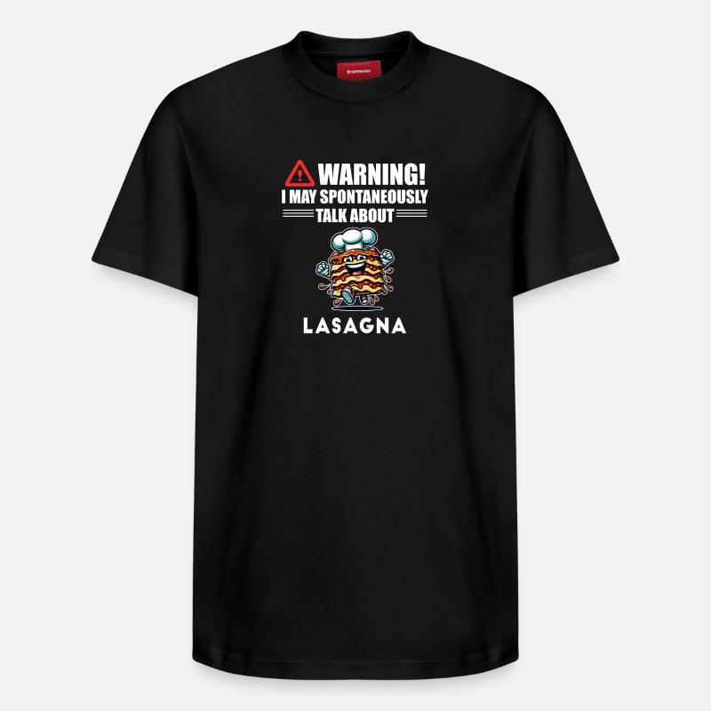 Attention ! lasagnes - T-shirt unisexe décontracté en coton Supima – de SPREAD - noir