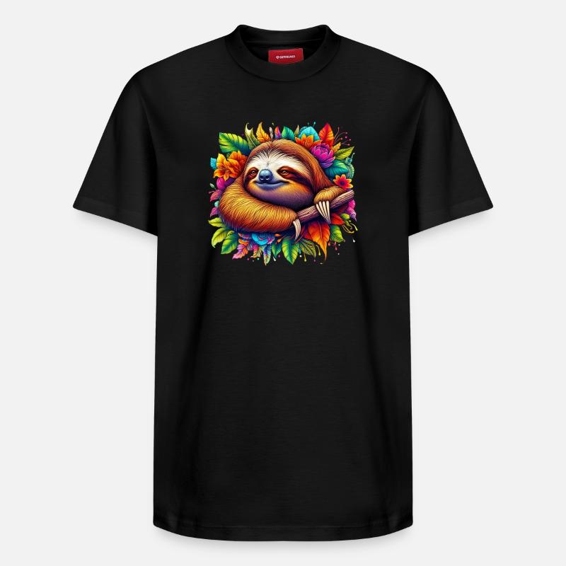 Faultier - Relaxed Unisex Supima Cotton T-Shirt – von SPREAD - Schwarz