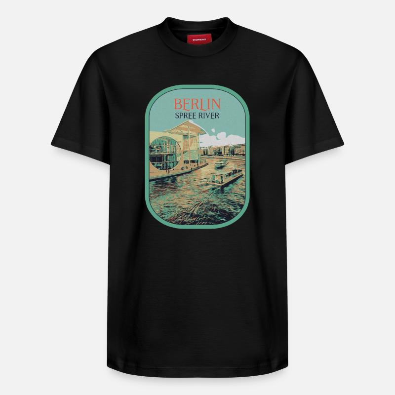 Illustration Architecture Moderne Berlin - T-shirt unisexe décontracté en coton Supima – de SPREAD - noir