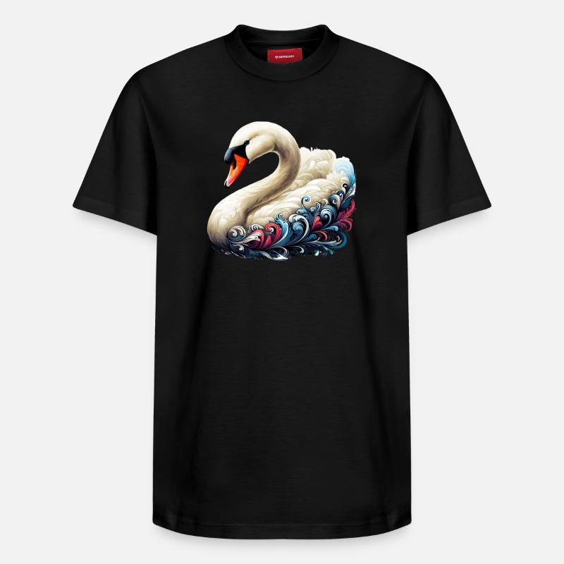 Schwan - Relaxed Unisex Supima Cotton T-Shirt – von SPREAD - Schwarz