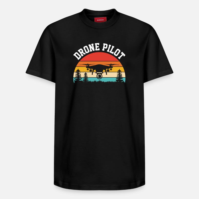 Pilote de drone - T-shirt unisexe décontracté en coton Supima – de SPREAD - noir