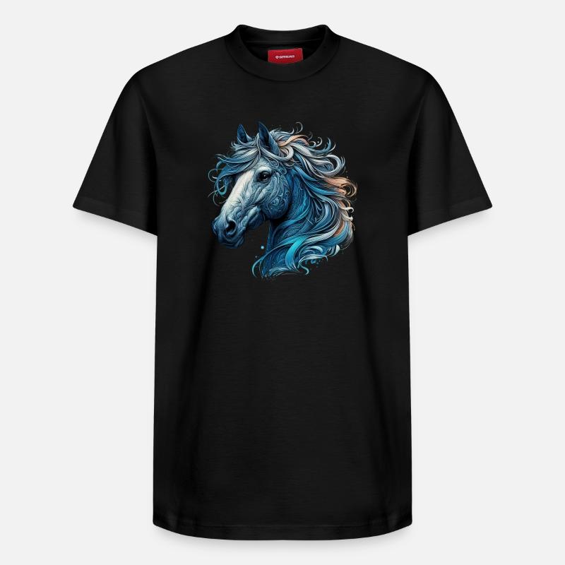 Pferd - Relaxed Unisex Supima Cotton T-Shirt – von SPREAD - Schwarz