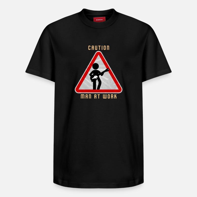 Attention MAN au travail - T-shirt unisexe décontracté en coton Supima – de SPREAD - noir