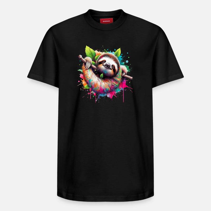 Faultier - Relaxed Unisex Supima Cotton T-Shirt – von SPREAD - Schwarz