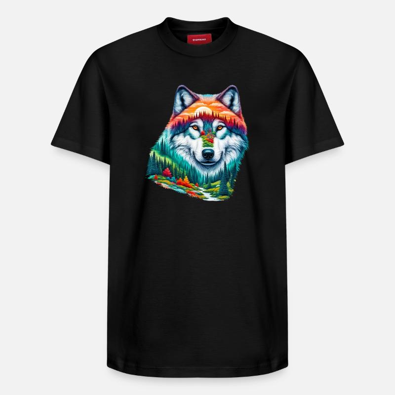 Wolf - Relaxed Unisex Supima Cotton T-Shirt – von SPREAD - Schwarz