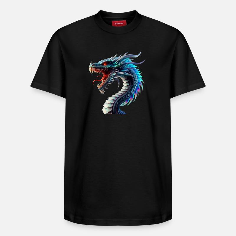 Dragon (02) - T-shirt unisexe décontracté en coton Supima – de SPREAD - noir