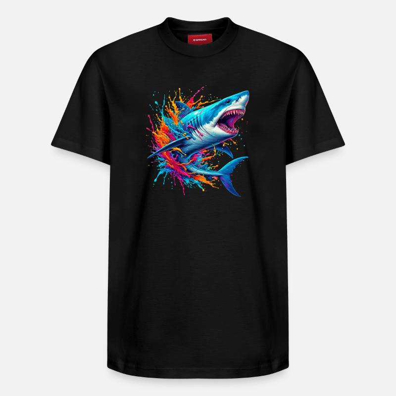Requin - T-shirt unisexe décontracté en coton Supima – de SPREAD - noir