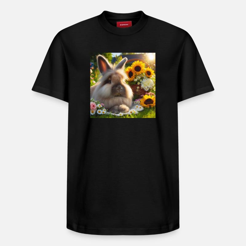 Lapin angora gris - T-shirt unisexe décontracté en coton Supima – de SPREAD - noir