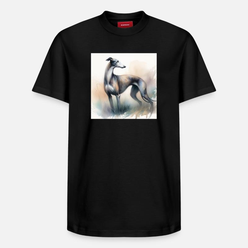 Lévrier aquarelle - T-shirt unisexe décontracté en coton Supima – de SPREAD - noir