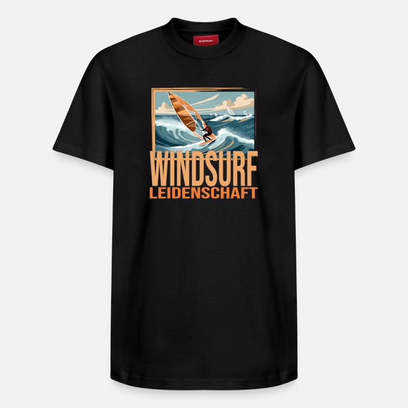 Windsurf Leidenschaft - Relaxed Unisex Supima Cotton T-Shirt – von SPREAD - Schwarz