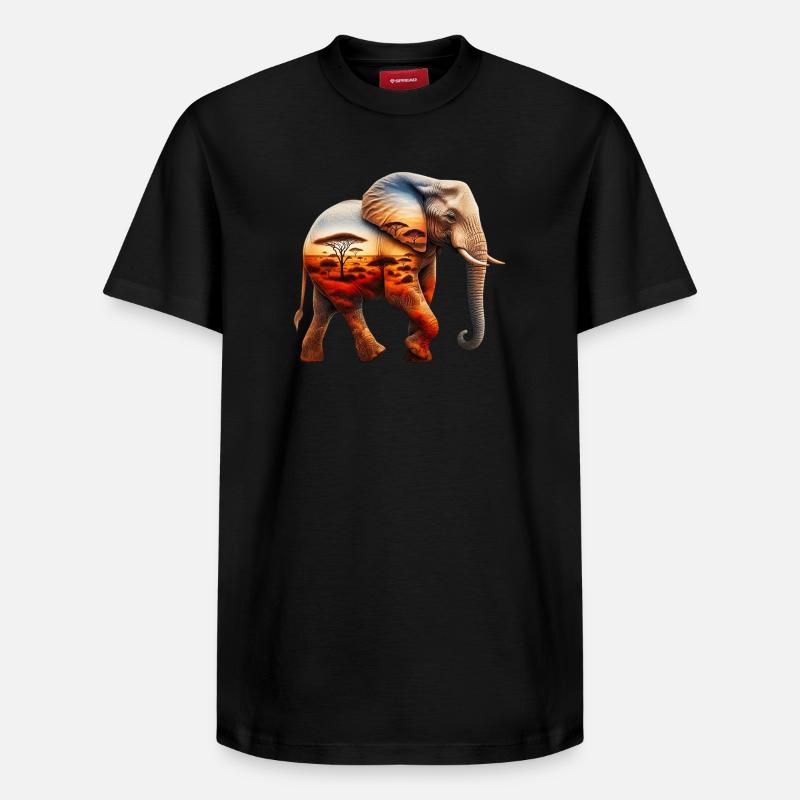 Éléphant - T-shirt unisexe décontracté en coton Supima – de SPREAD - noir