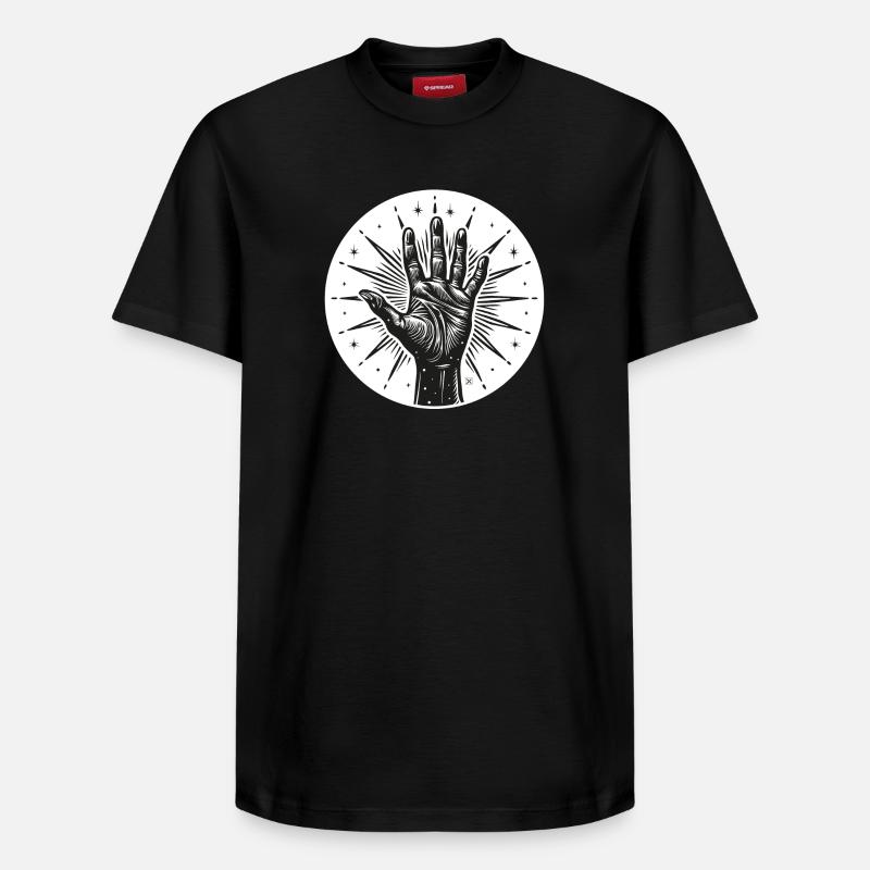 Main étoile avec flashs - T-shirt unisexe décontracté en coton Supima – de SPREAD - noir