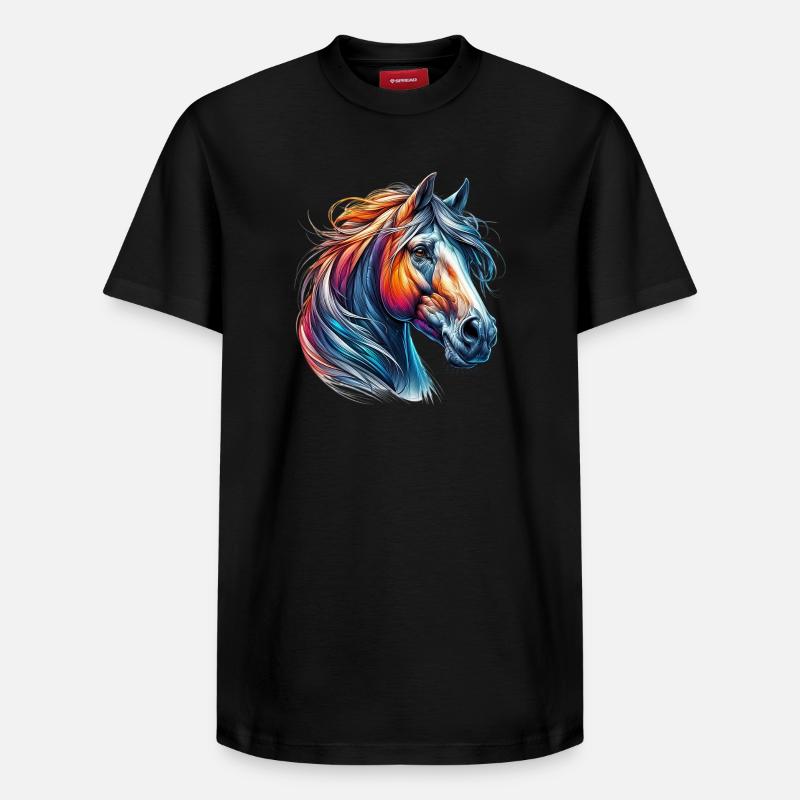 Pferd - Relaxed Unisex Supima Cotton T-Shirt – von SPREAD - Schwarz
