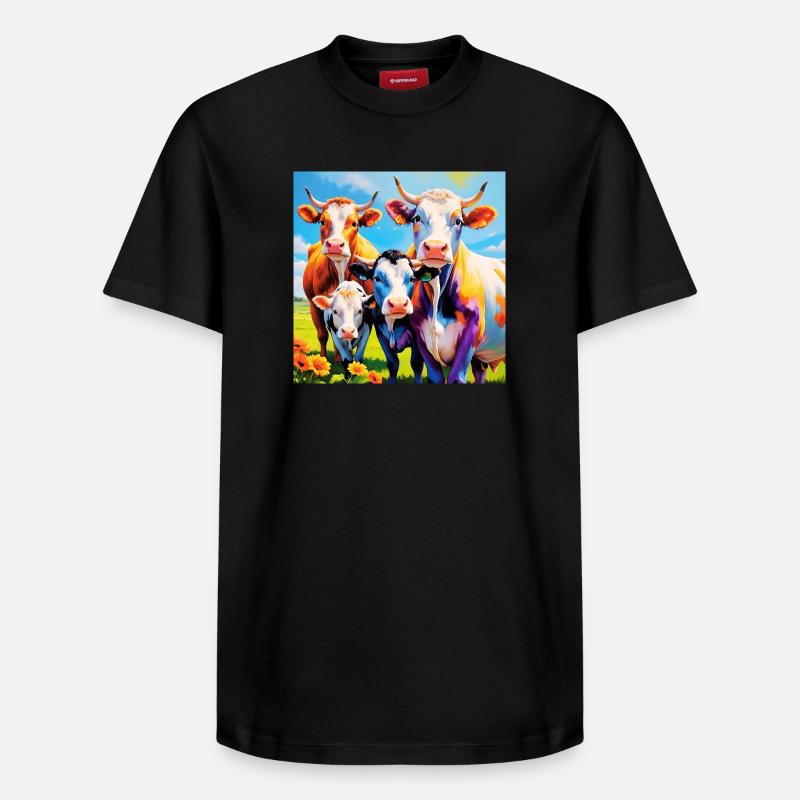 Lebendiges, farbenfrohes Kuhherden-Design - Relaxed Unisex Supima Cotton T-Shirt – von SPREAD - Schwarz