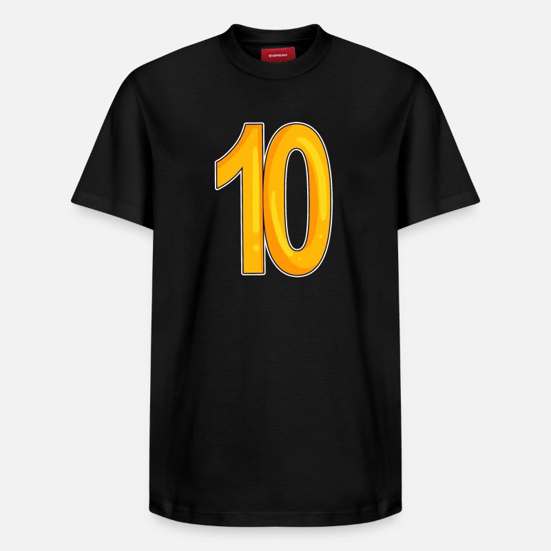 10 - dix - jaune - T-shirt unisexe décontracté en coton Supima – de SPREAD - noir