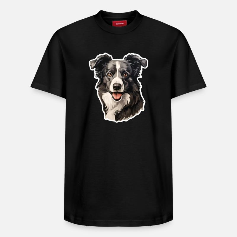 Border Collie - T-shirt unisexe décontracté en coton Supima – de SPREAD - noir