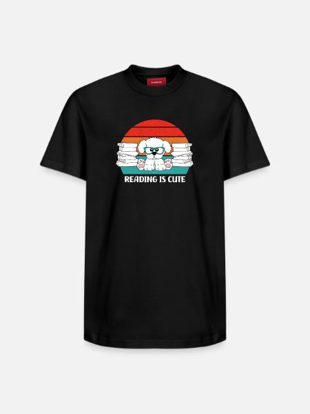 Reading is cute - Relaxed Unisex Supima Cotton T-Shirt – by SPREAD - black