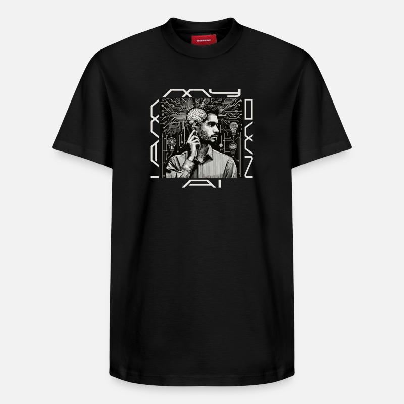 Kopfwerk: Geist trifft Code - Relaxed Unisex Supima Cotton T-Shirt – von SPREAD - Schwarz