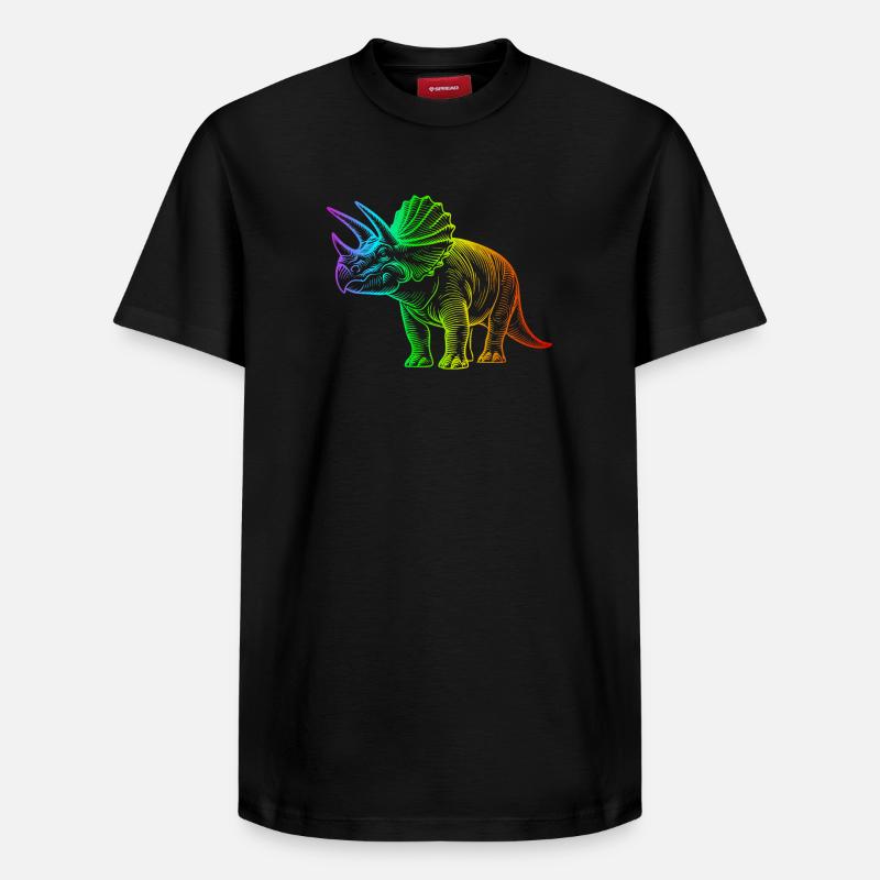 Regenbogen-Triceratops-Dinosaurier - Relaxed Unisex Supima Cotton T-Shirt – von SPREAD - Schwarz