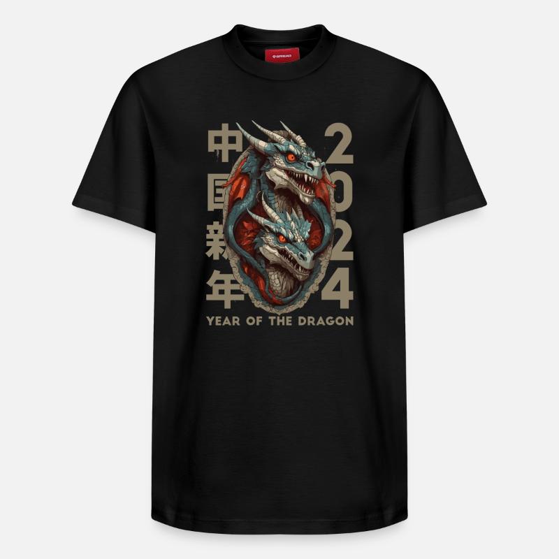 Dragon chinois - T-shirt unisexe décontracté en coton Supima – de SPREAD - noir