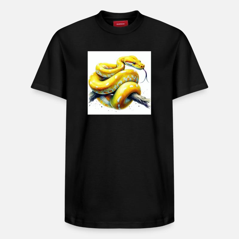 Python jaune - T-shirt unisexe décontracté en coton Supima – de SPREAD - noir