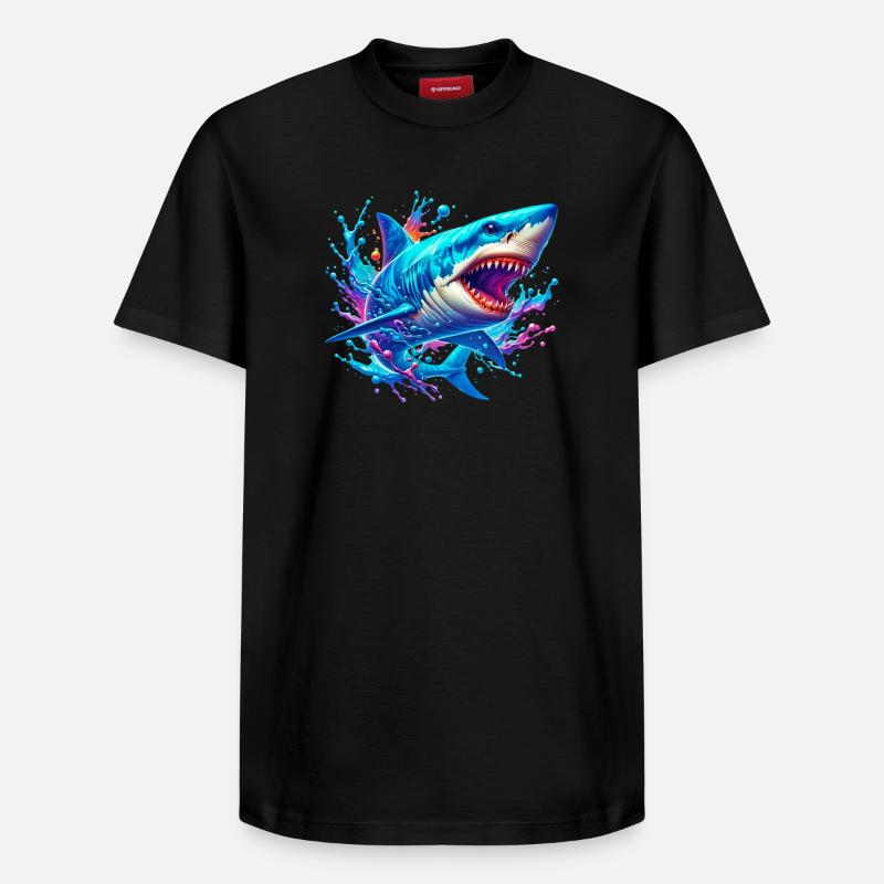 Requin - T-shirt unisexe décontracté en coton Supima – de SPREAD - noir