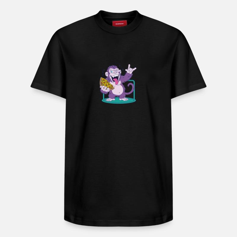 Pizza: Monkey makes it better! - Relaxed Unisex Supima Cotton T-Shirt – by SPREAD - black