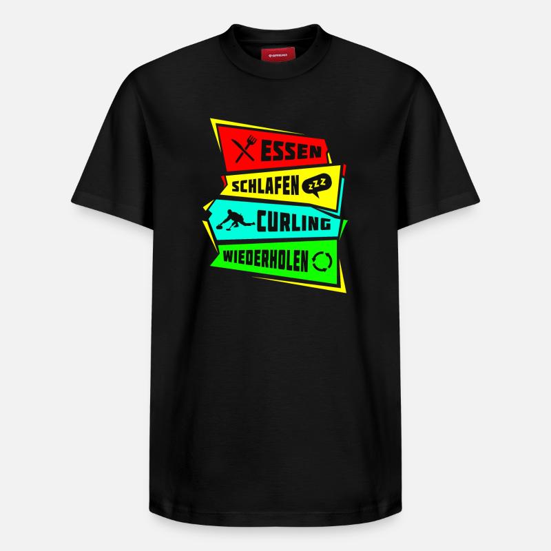Manger dormir Curling Répéter - T-shirt unisexe décontracté en coton Supima – de SPREAD - noir