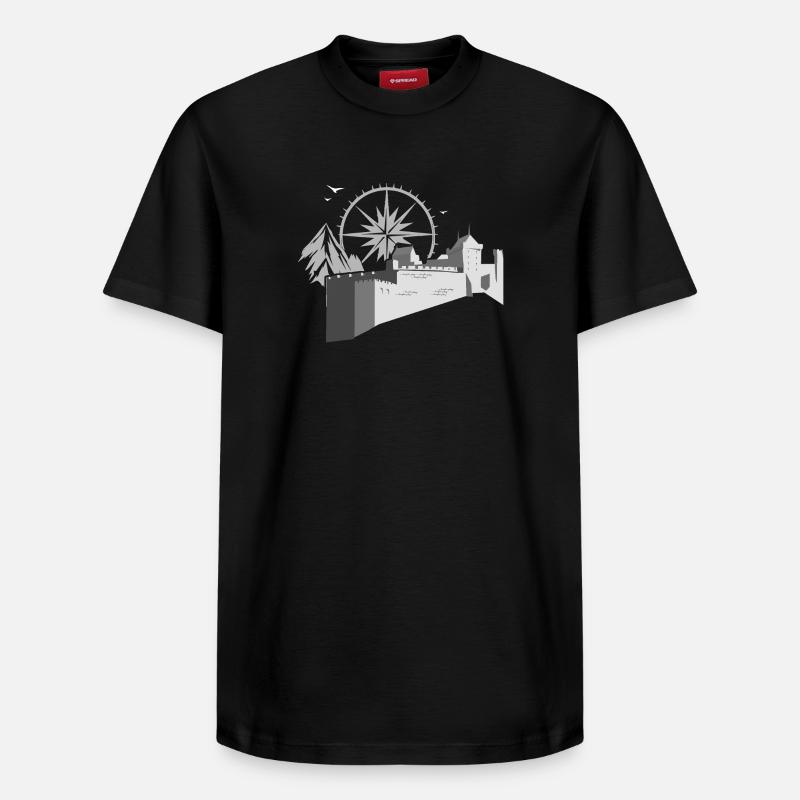 Château avec boussole - T-shirt unisexe décontracté en coton Supima – de SPREAD - noir
