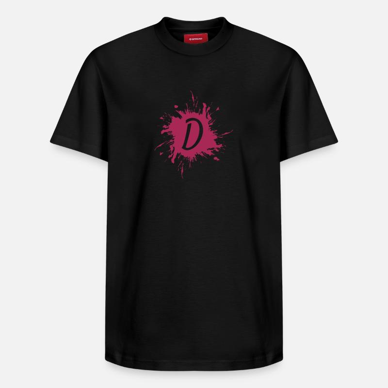 Lettre D - lettre initiale D - T-shirt unisexe décontracté en coton Supima – de SPREAD - noir