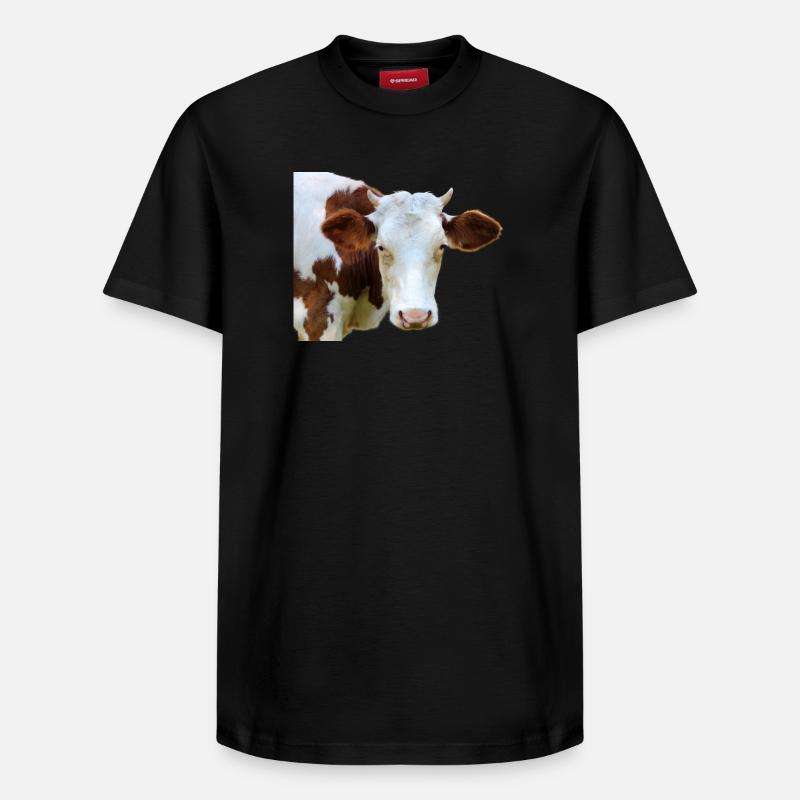 Drôle d’agriculteurs de têtes de vache de vache - T-shirt unisexe décontracté en coton Supima – de SPREAD - noir